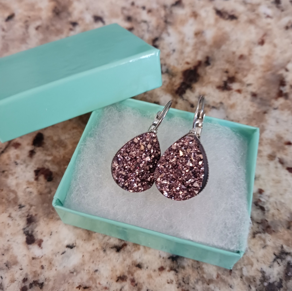Handmade Teardrop Druzy Style Earrings